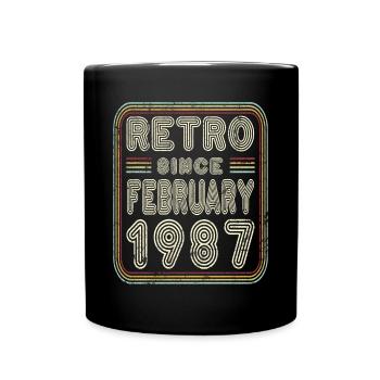 Geburtstag Februar 1987 Retro Geschenk - Tasse einfarbig - Schwarz - Vorne