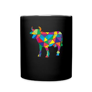 Vache à faible poly géométrie Polygone Vache - Mug uni - noir - Devant