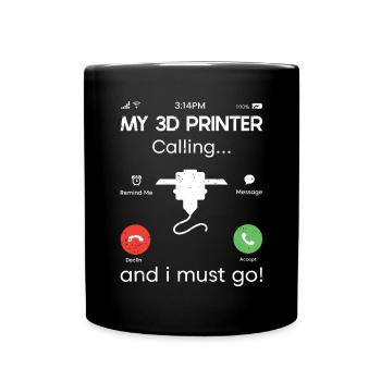 3D-Drucker-Liebhaber, Der Filament Nerdy Druckt - Tasse einfarbig - Schwarz - Vorne