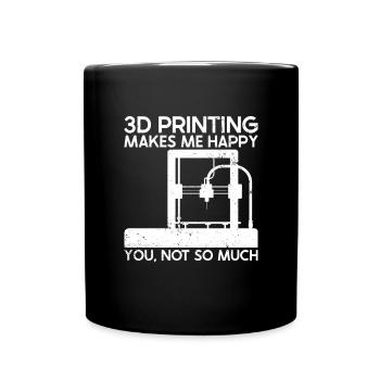 3D-Drucker-Liebhaber, Der Filament Nerdy Druckt - Tasse einfarbig - Schwarz - Vorne