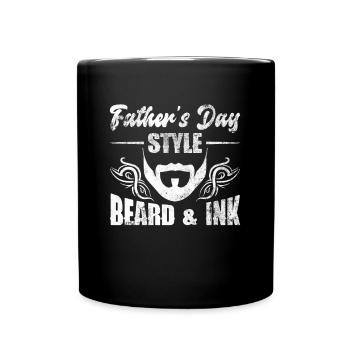 Barbe et encre style fête des pères - Tatouage de fête des pères - Mug uni - noir - Devant