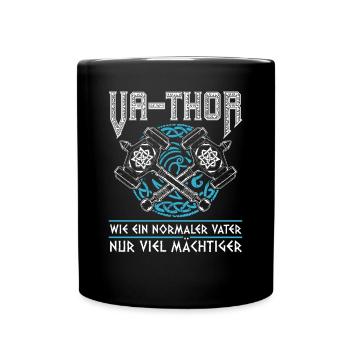 Herren Vathor - Vatertag Vatertagsgeschenk Viking - Tasse einfarbig - Schwarz - Vorne