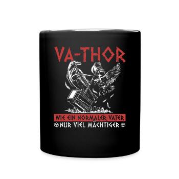 Herren Vathor - Vatertag Vatertagsgeschenk Viking - Tasse einfarbig - Schwarz - Vorne