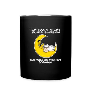 Schaf Schafe Spruch Sprüche Schlafen Ausschlafen - Tasse einfarbig - Schwarz - Vorne
