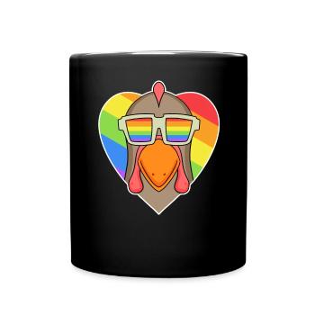 Rainbow - Chicken with glasses - Full Colour Mug - black - Front