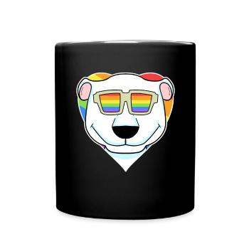 Arc-en-ciel - Ours polaire avec lunettes - Mug uni - noir - Devant