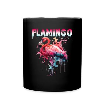 Flamingo Color Splash für einen Flamingo Fan - Tasse einfarbig - Schwarz - Vorne