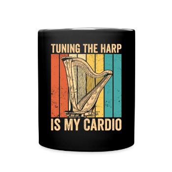 Harfenspieler Harfenist Retro - Tasse einfarbig - Schwarz - Vorne