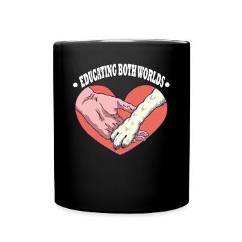 BOTH WORLDS Dog Paws Heart Educate - Full Colour Mug - black - Front