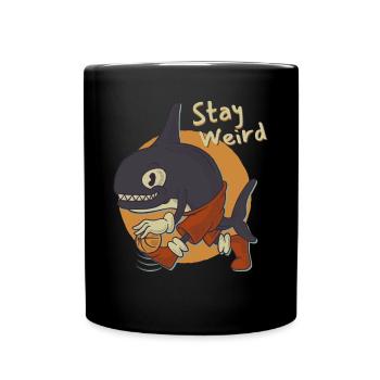 Bleiben Sie Seltsamer Hai -Spiele Basketball zitat - Tasse einfarbig - Schwarz - Vorne