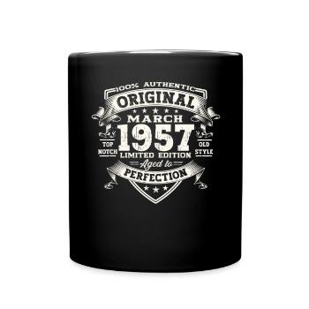 66e anniversaire Mann Original March Né en 1957 - Mug uni - noir - Devant