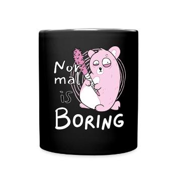 Normal is boring with Stachelpink Pink Bear - Full Colour Mug - black - Front