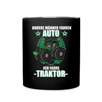 Traktor Trecker Landwirt Bauer Landwirtschaft  - Tasse einfarbig - Schwarz - Vorne
