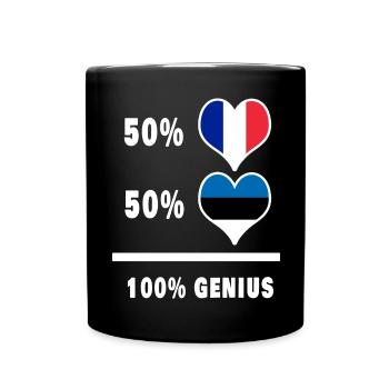 Estonie et France 100% génial Design de drapeau - Mug uni - noir - Devant