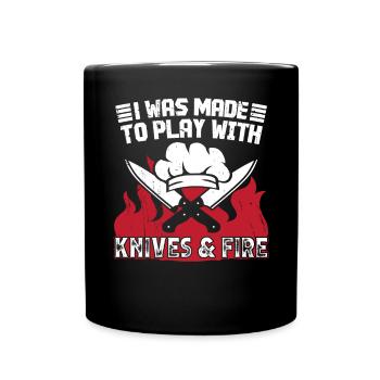 On m’a fait jouer avec des couteaux et du feu - Mug uni - noir - Devant