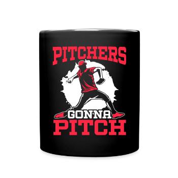 Pitcher gehen zum Pitch Baseballspieler Baseball-Fan - Tasse einfarbig - Schwarz - Vorne