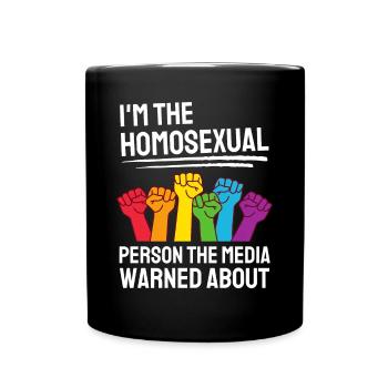 Regenbogen Faust Gay Pride Geschenk Lustiges LGBT - Tasse einfarbig - Schwarz - Vorne
