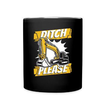 Ditch Please Duty Cycle Crawler Crane Excavator - Full Colour Mug - black - Front