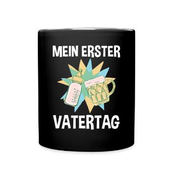 Bier Papa Vater Erster Vatertag - Tasse einfarbig - Schwarz - Vorne