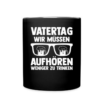 Papa Vater Bier Vatertag - Tasse einfarbig - Schwarz - Vorne