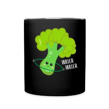Kawaii Broccoli Hulahooping Gift - Full Colour Mug - black - Front