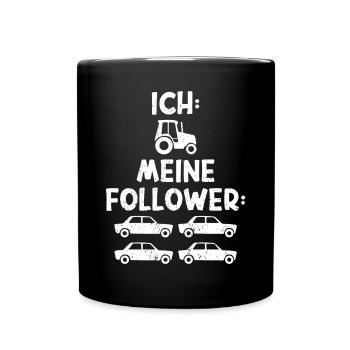 Traktor Trekker Bauer Landwirtschaft - Tasse einfarbig - Schwarz - Vorne