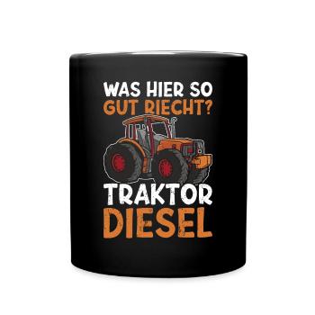 Traktor Trekker Bauer Landwirtschaft - Tasse einfarbig - Schwarz - Vorne