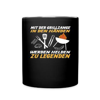 Grillen und Camper Geschenkidee - Tasse einfarbig - Schwarz - Vorne