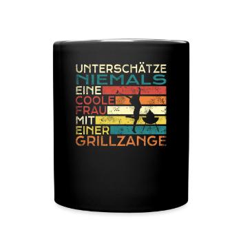 Grillen und Camper Geschenkidee - Tasse einfarbig - Schwarz - Vorne