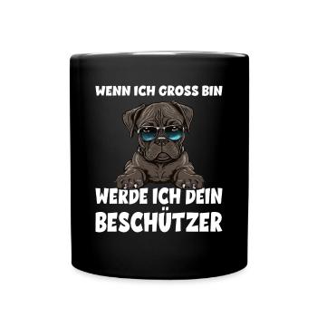 Wenn ich gross bin werde ich dein Beschützer - Tasse einfarbig - Schwarz - Vorne