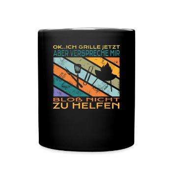Grillen und Camper Geschenkidee - Tasse einfarbig - Schwarz - Vorne