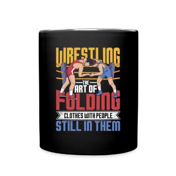 Wrestling The Art Of Folding Clothes - Tasse einfarbig - Schwarz - Vorne