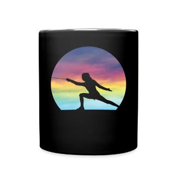 Women's Fencer Silhouette Girls Cute Fencing Lover - Full Colour Mug - black - Front