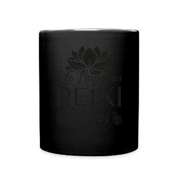 La vie se passe Le Reiki aide le Reiki Lotus - Mug uni - noir - Devant