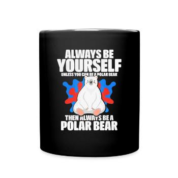 Eisbär Lustig - Tasse einfarbig - Schwarz - Vorne