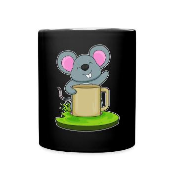 Maus Becher  - Tasse einfarbig - Schwarz - Vorne