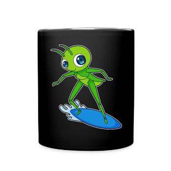 Caterpillar Surfing Surfboard Summer - Full Colour Mug - black - Front