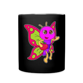Pomme papillon - Mug uni - noir - Devant