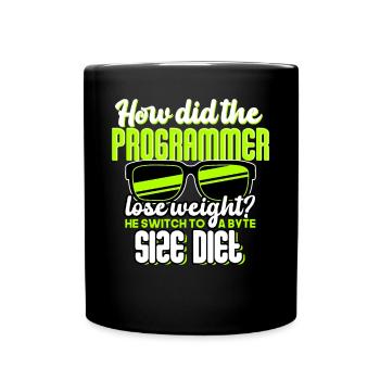 Programming - How did the programmer lose weight? - Full Colour Mug - black - Front