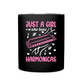 Just a girl who loves the harmonica Mundh - Full Colour Mug - black - Front