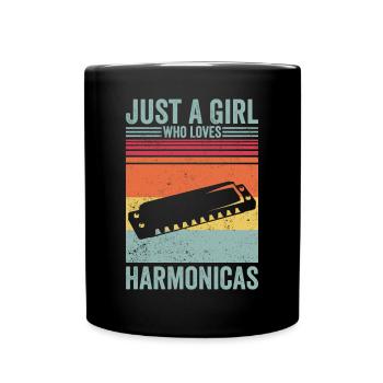 Just A Girl Who Loves Harmonicas Harmonicist Retro - Tasse einfarbig - Schwarz - Vorne