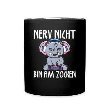 Nerv nicht bin am zocken Gamer Elefant - Tasse einfarbig - Schwarz - Vorne