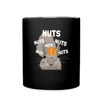 Nuts Brain Fuchshörnchen Grauhörnchen Squirrel - Tasse einfarbig - Schwarz - Vorne