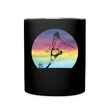 Women's Soccer Silhouette Retro Sunset Girls - Full Colour Mug - black - Front
