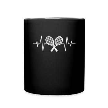 Badminton Herzschlag - Tasse einfarbig - Schwarz - Vorne