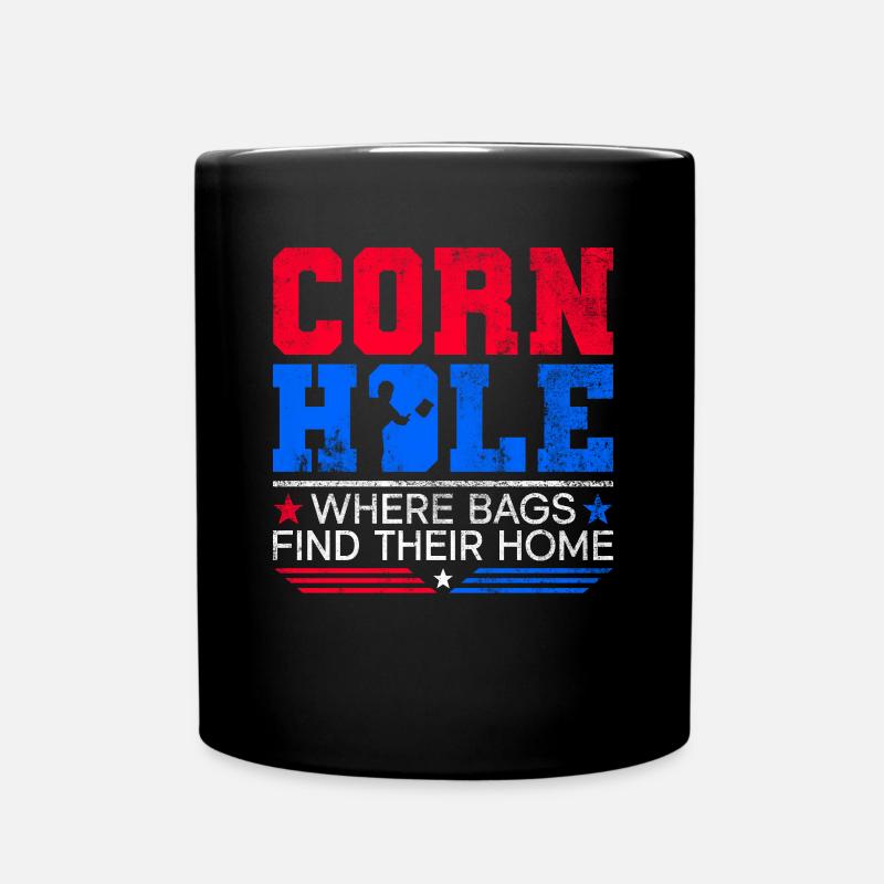 Cornhole Spieler Sackloch - Lustiges Cornhole - Tasse einfarbig - Schwarz