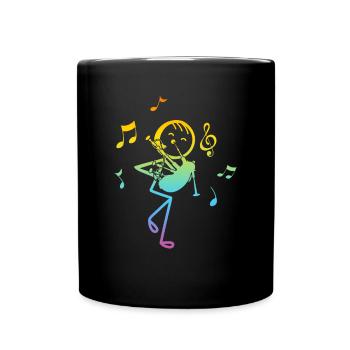 Funny Stick Figure Bagpiper - Funny Bagpipe Player - Tasse einfarbig - Schwarz - Vorne