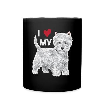 West Highland White Terrier Westie - Tasse einfarbig - Schwarz - Vorne