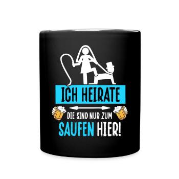 Junggesellenabschied T-Shirt Bräutigam JGA Poltern - Tasse einfarbig - Schwarz - Vorne