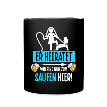 Polterabend T-Shirt Mann Junggesellenabschied JGA - Tasse einfarbig - Schwarz - Vorne